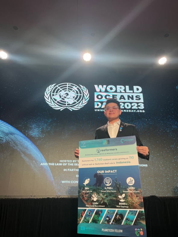 Our founder, Rafael Nicholas Angouw, a rising high school senior in Jakarta Intercultural School, led 7 student delegates in the UN World Oceans Day 2023 Conference.